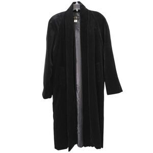 VTG JS Boutique Black Velvet Long Opera Coat Duster Whimsigoth Evening Size Med
